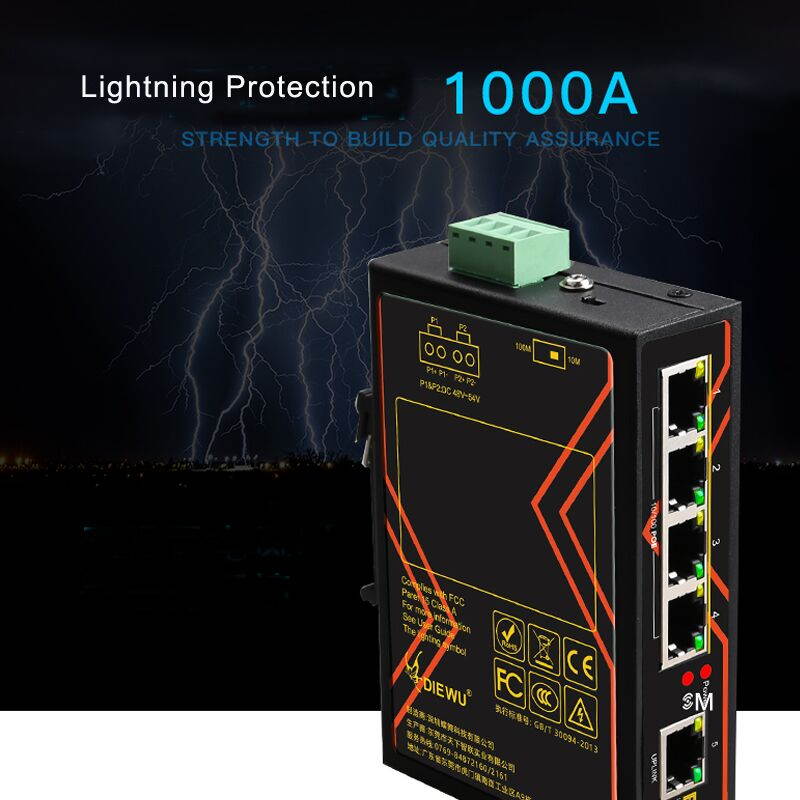 Weastlinks Industrial switch 10/100Mbps 5 port ethernet industrial POE Switch support 48-54V power supply