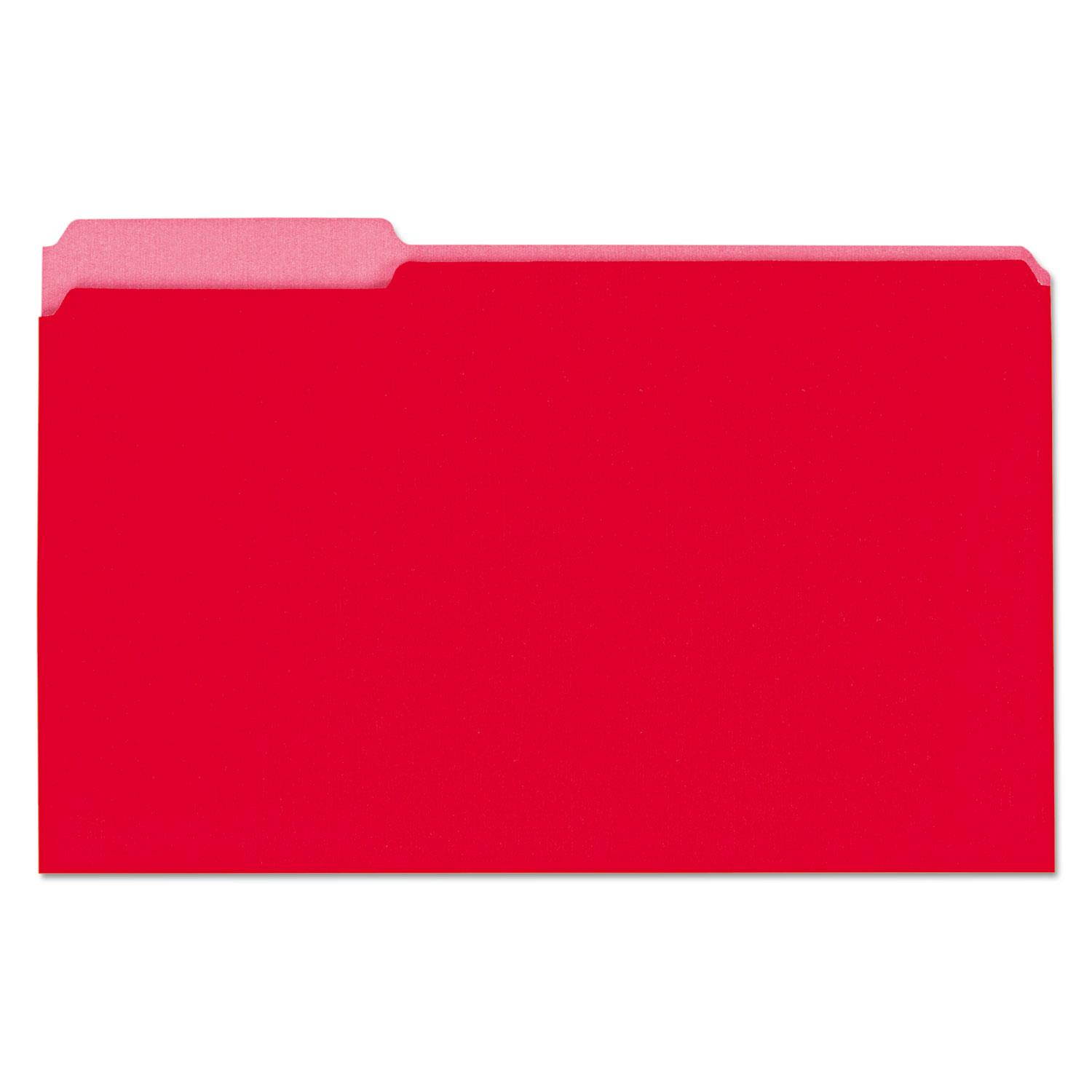 Recycled Interior File Folders, 1/3 Cut Top Tab, Legal, Red, 100/box