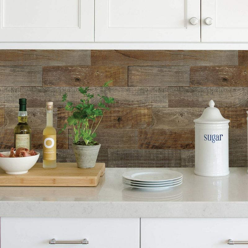 Brewster Farm Wood Peel & Stick Wallpaper Backsplash Brown
