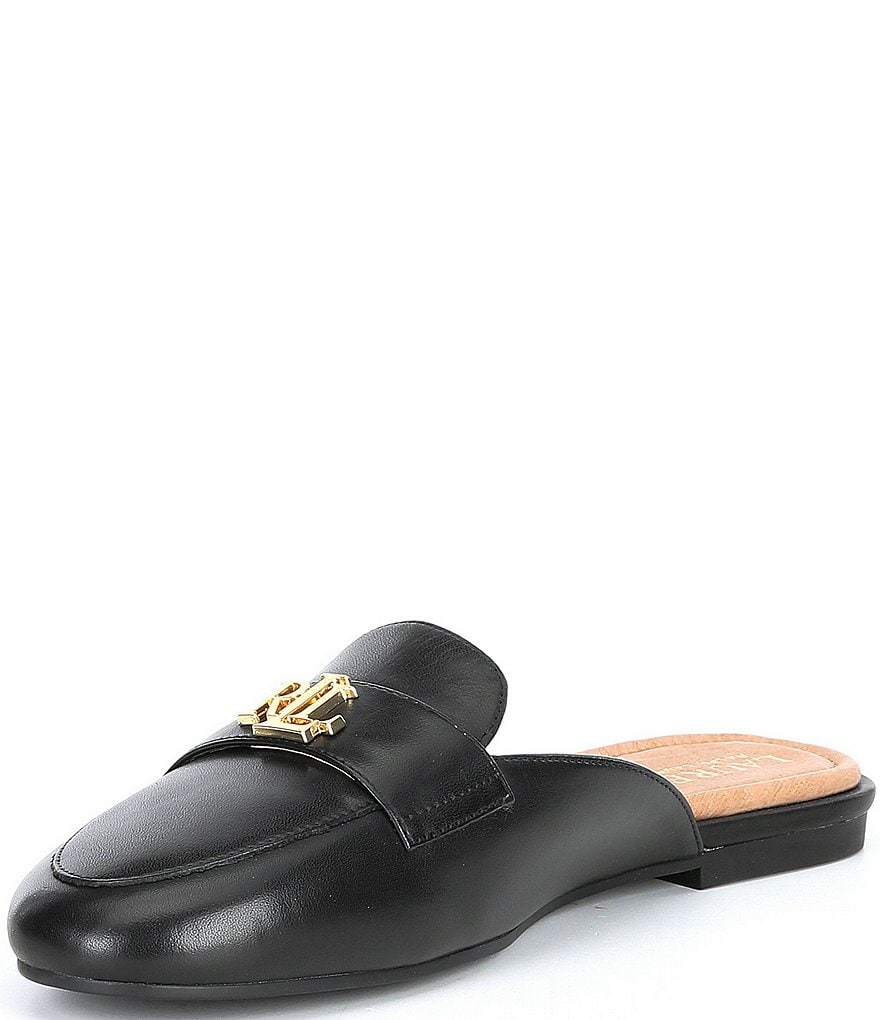 Lauren Ralph Lauren Alli Logo Detail Leather Mules