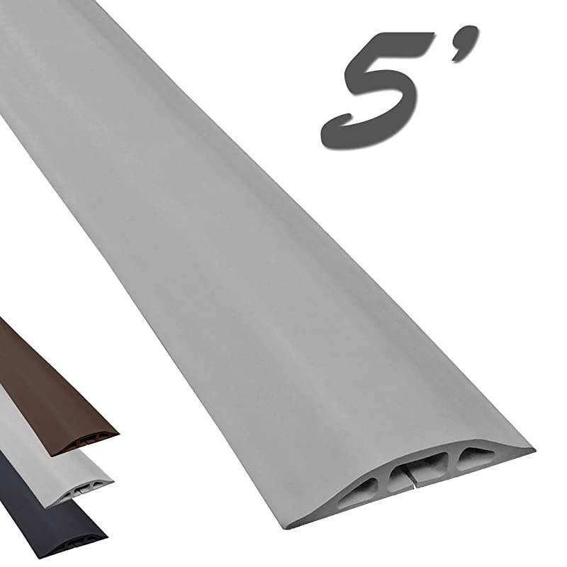 D2 Low Profile Rubber Duct Cord Cover Floor Cable Protector 5 Feet Gray Raw Rubber Material