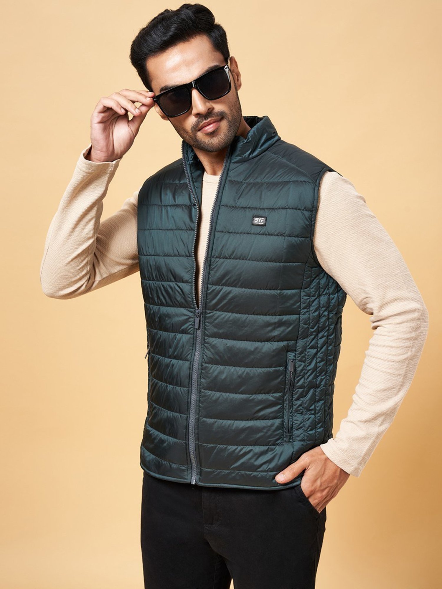 Byford by Pantaloons Green Regular Fit Quilted Jacket