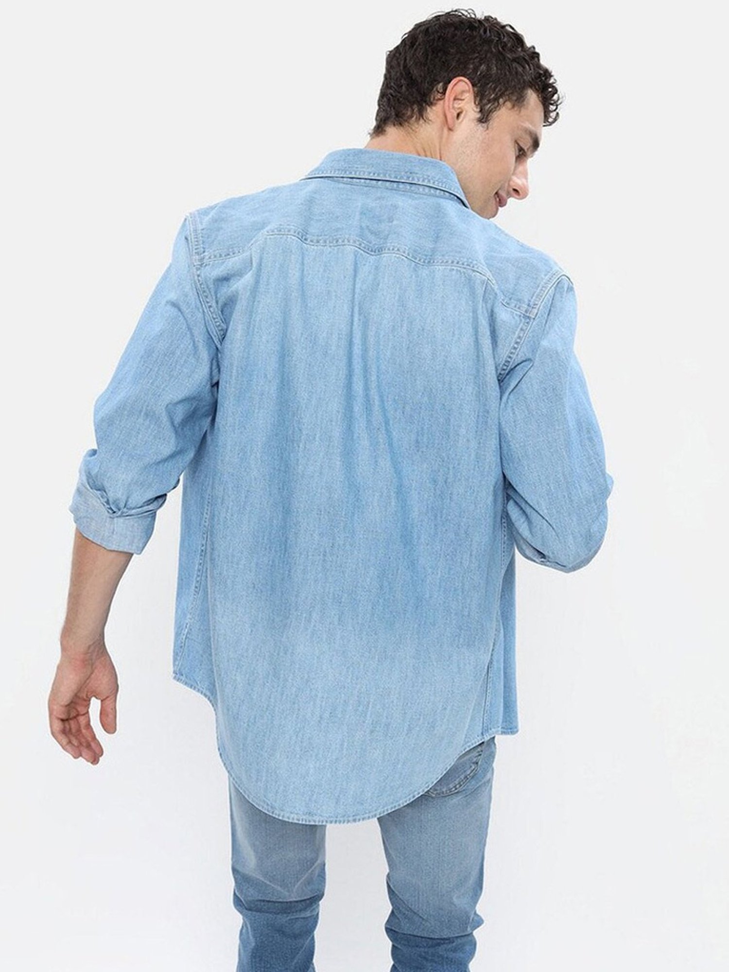 American Eagle Outfitters Blue Cotton Regular Fit Denim Shirt