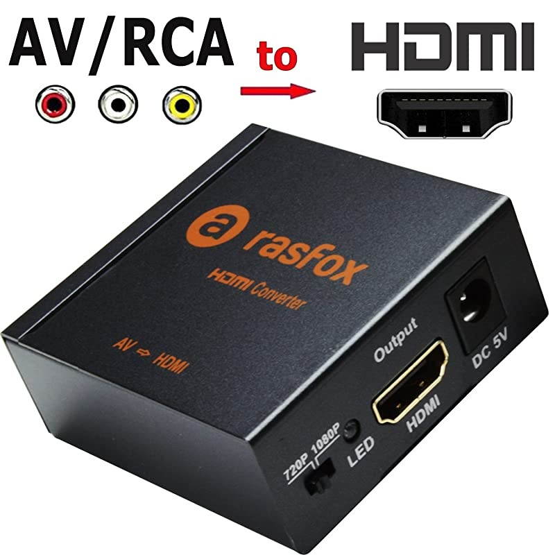 Powered AVRCA to HDMI Converter Composite 3RCA Audio Video AV CVBS to HDMI Adapter Converter Box with Power AdapterUpscaler 1080P 720P HighEnd Metal Box with 1 Year Warranty