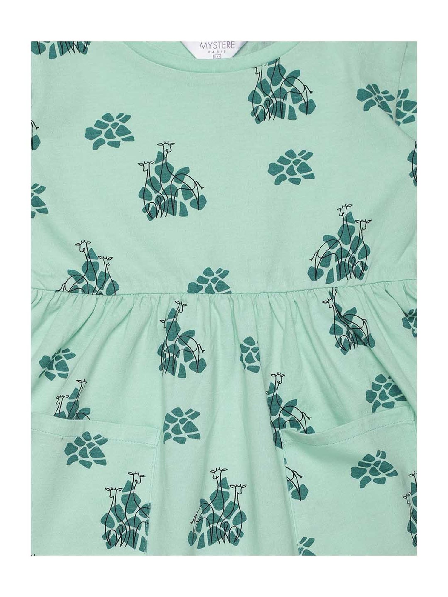 Mystere Paris Kids Green Cotton Printed Sleep Dress
