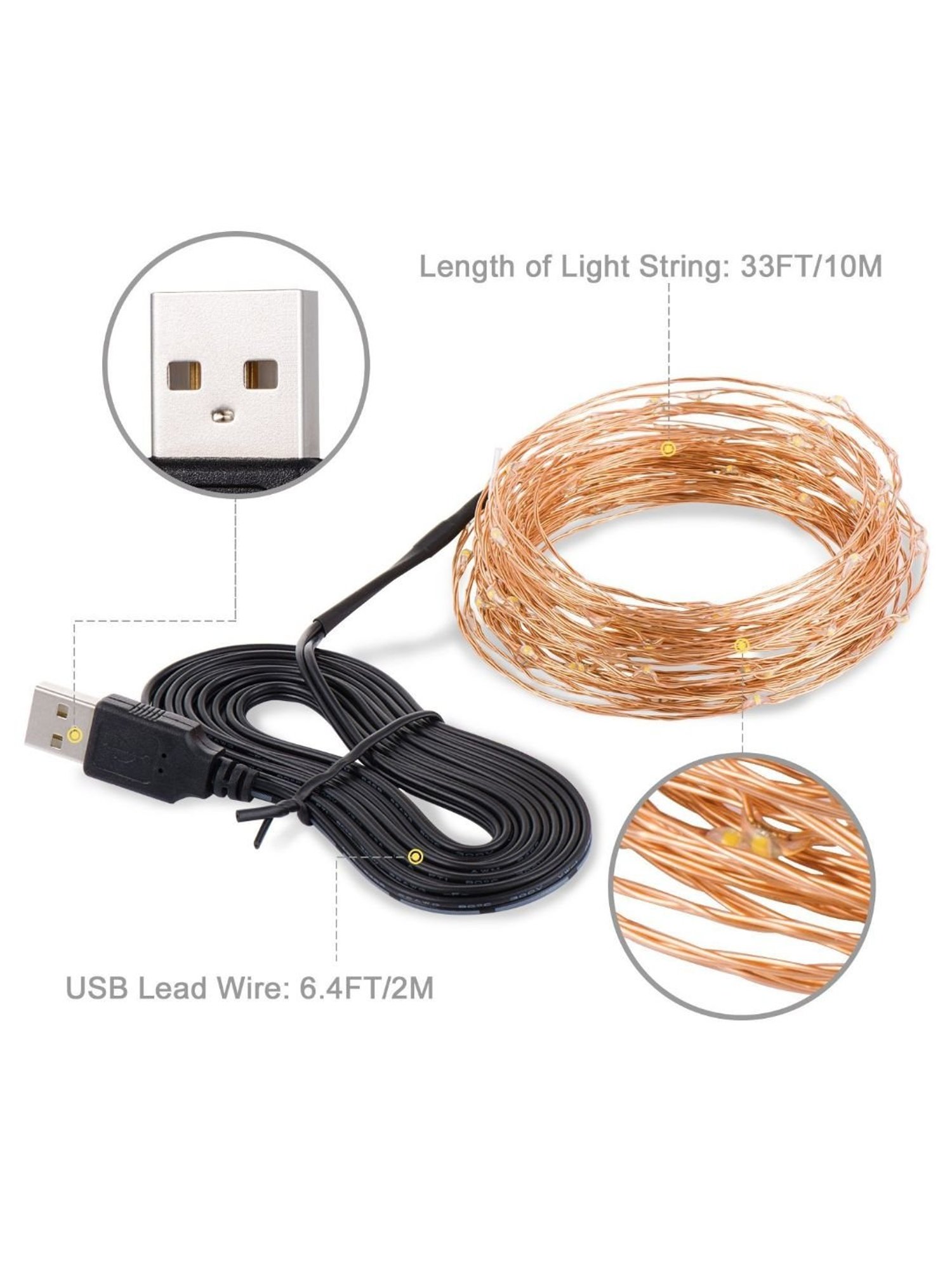 XERGY 10 M,100 LED's Waterproof Fairy String Lights Starry String Lights with USB. (Yellow)