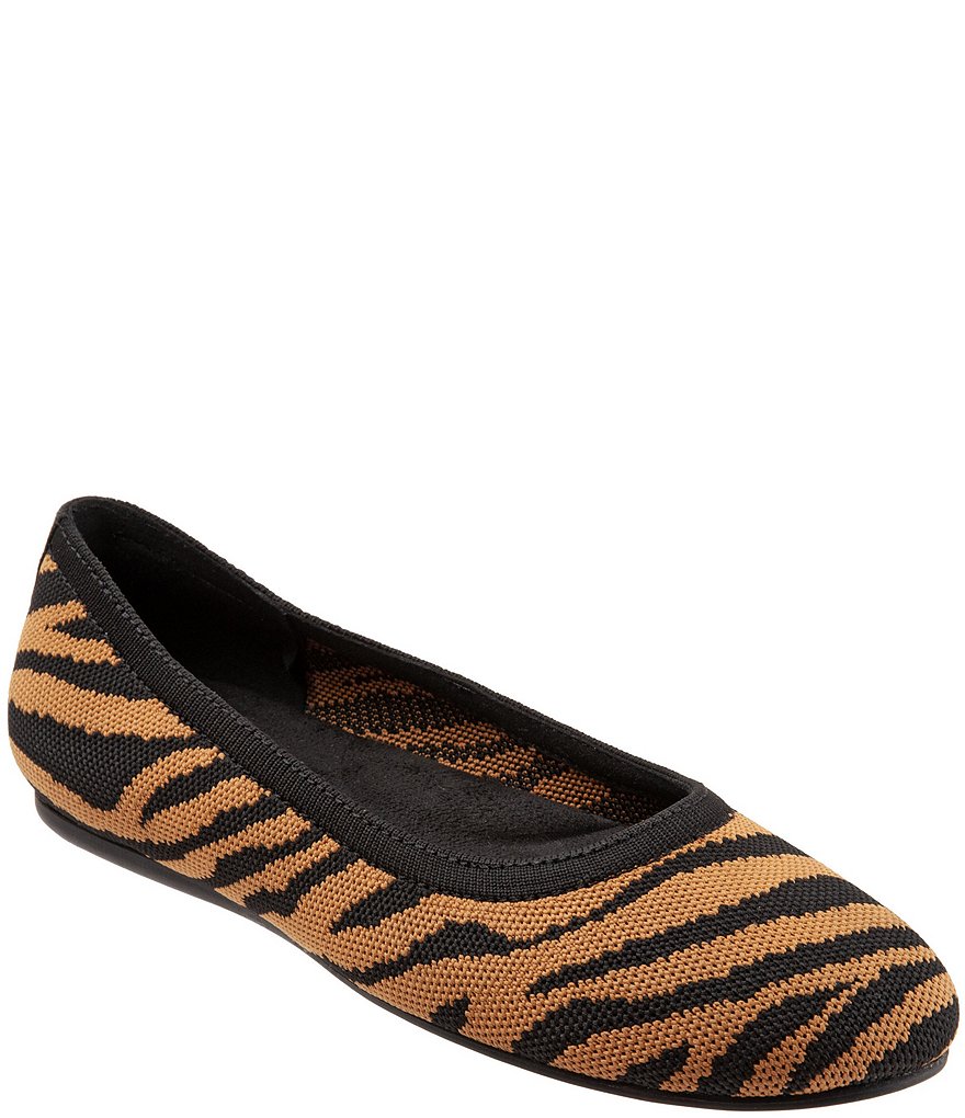 SoftWalk Sonora Tiger Print Knit Ballerina Flats