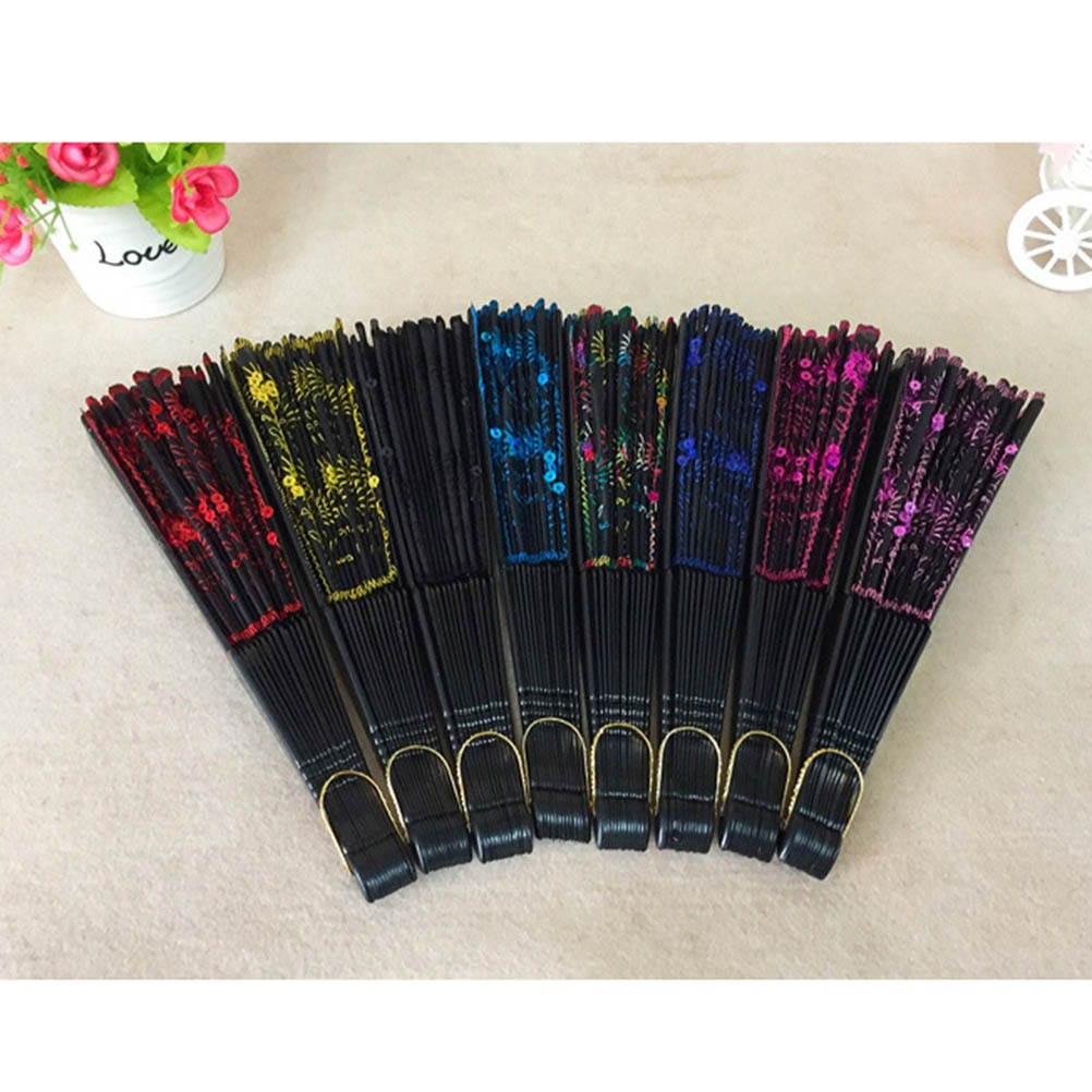 Fashionable Sequins Peacock Fan Handmade Dance Hand Fans for Performance Stage Show (Sky Blue)