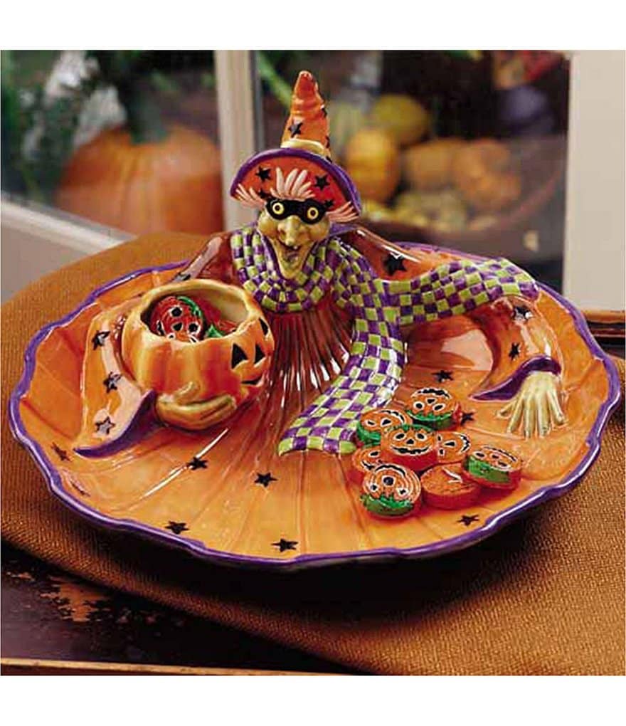 Fitz and Floyd Halloween Witch Hazel Chip & Dip