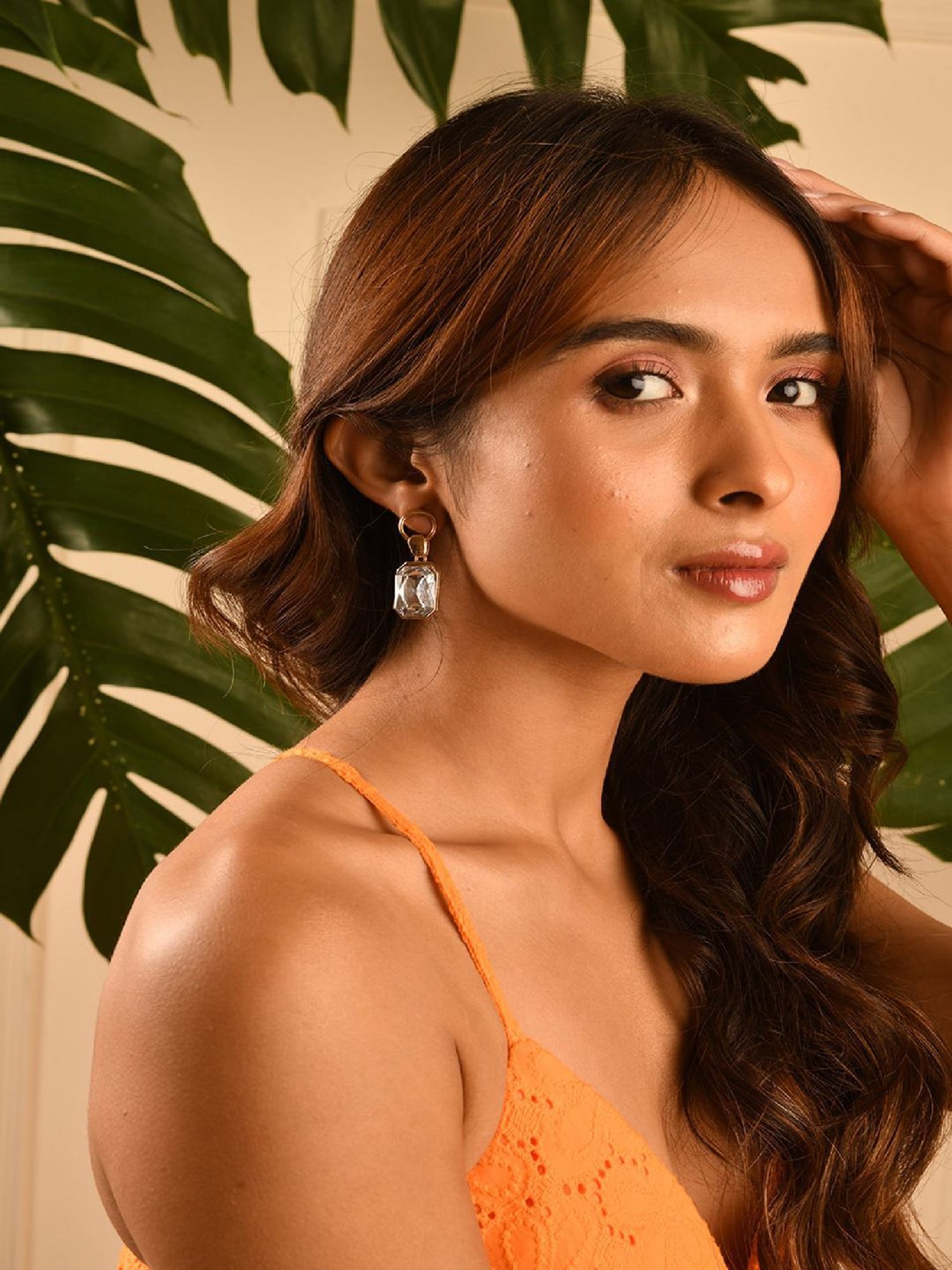 Jewelz Dazzling Stone Gold Earrings for Women