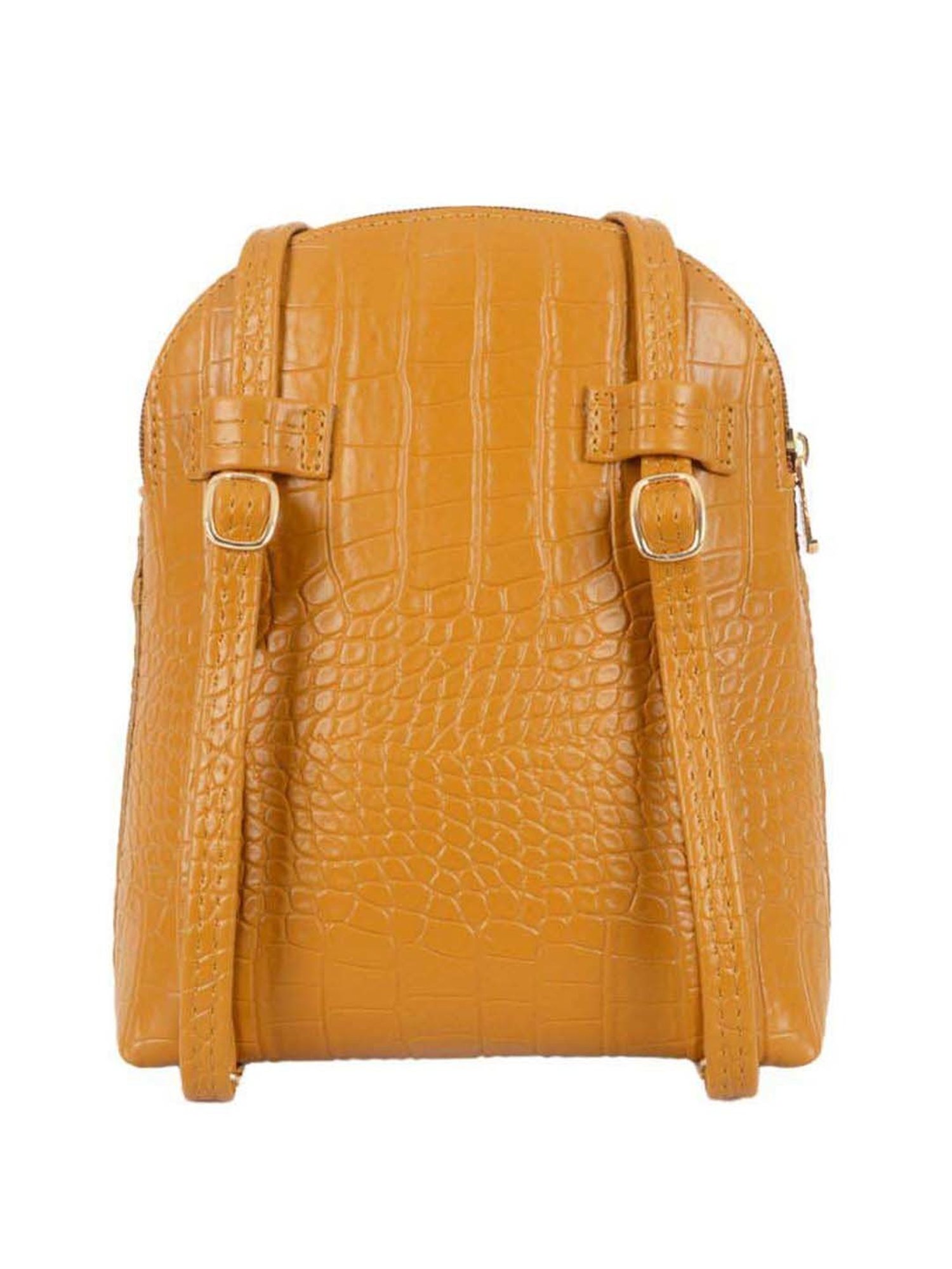 Baggit Mustard PVC Textured Backpack - 3.23 Ltrs