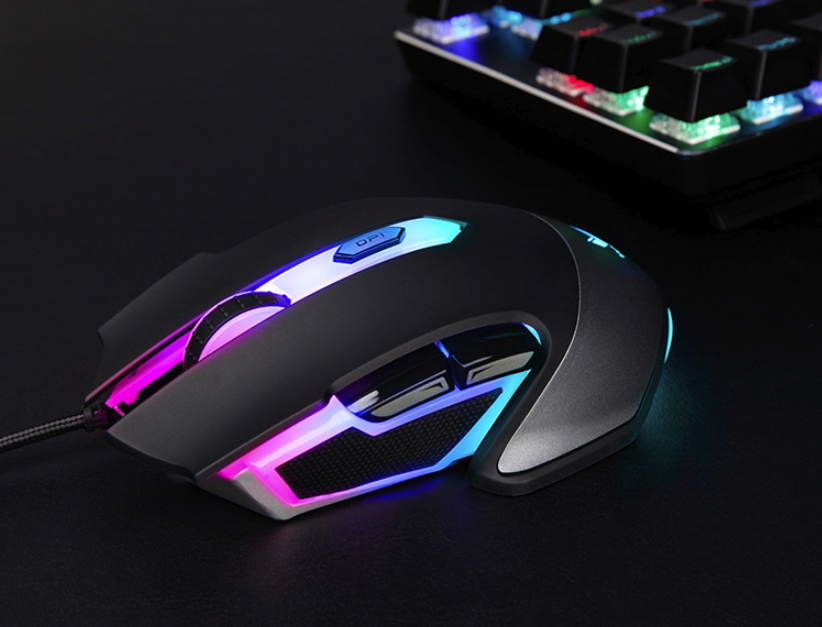 Rapoo V302  Ergonomic Design, Cool Exterior 7000DPI RGB 6-button  Breathing LED Light  Wired  Mouse For Office And Game - Black