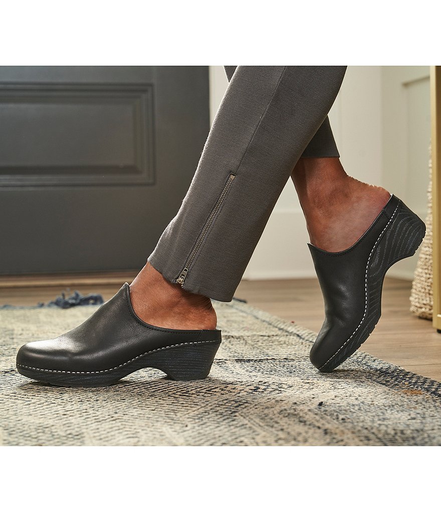 Dansko Melody Burnished Leather Slip-On Open Back Clogs