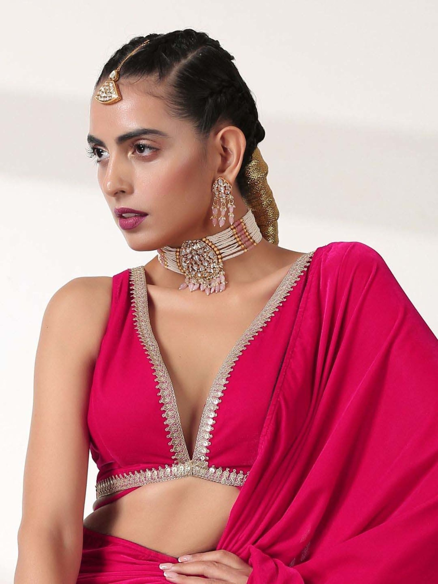 Swtantra Pink Plain Readymade Blouse