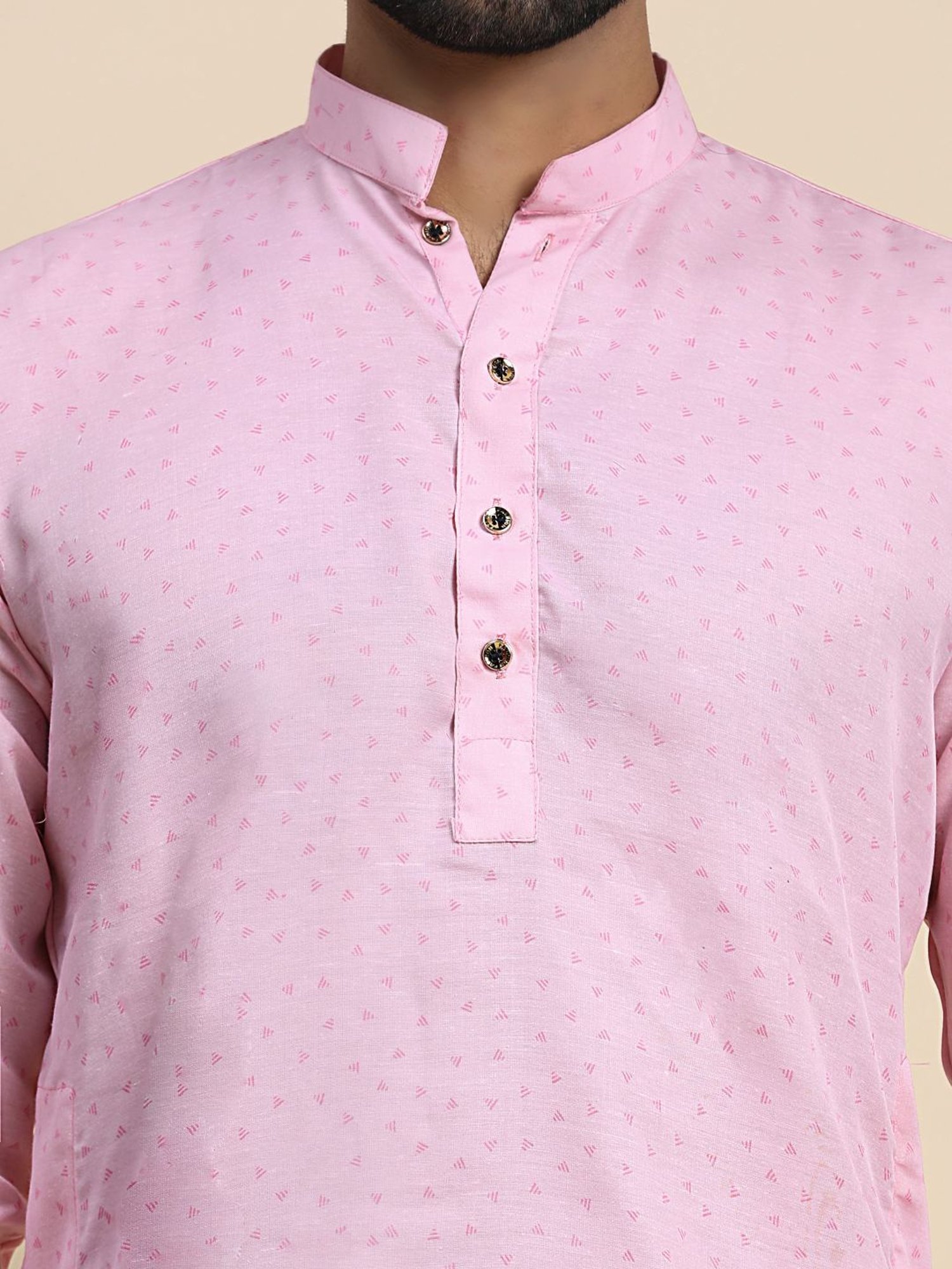 Pro-Ethic Style Developer Pink & White Cotton Regular Fit Printed Kurta Bottom Set