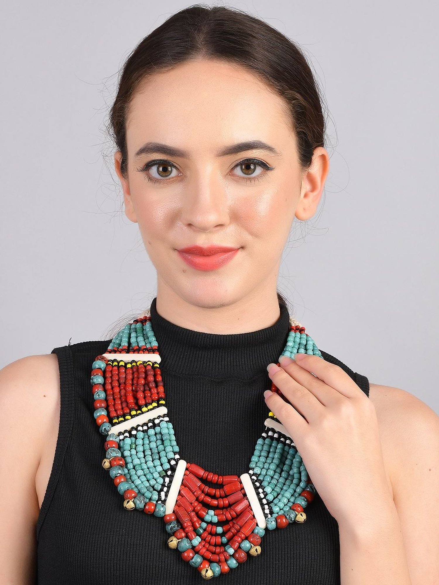 Imli Street Multicolor Vintage Naga Beaded Tribal Necklace