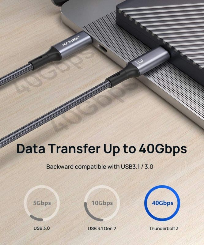 FVH Thunderbolt 2 Port Male to Male Video Data Cable for MacBook & SSD & Displays TB-004-WH