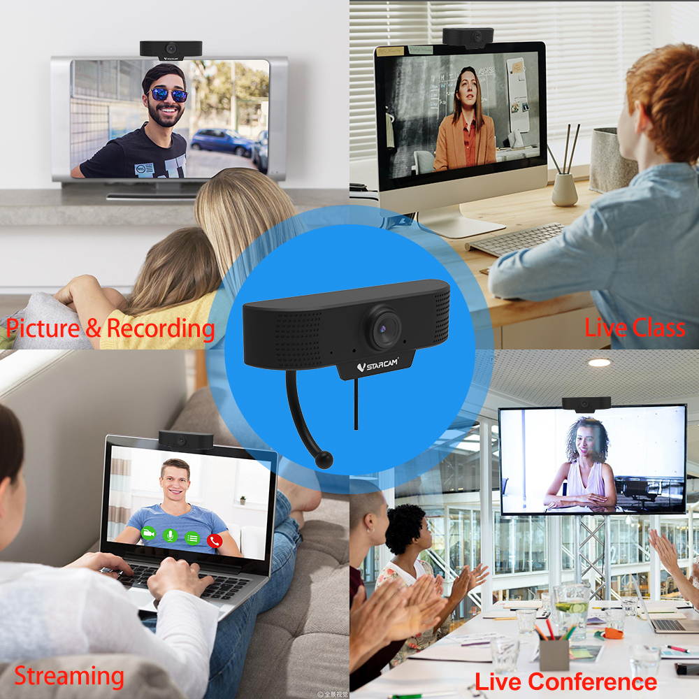 USB HD Webcam, HD Webcam 1080P, Pro Streaming Web Camera with Microphone, Widescreen USB Computer Camera for PC Mac Laptop Desktop Video Calling