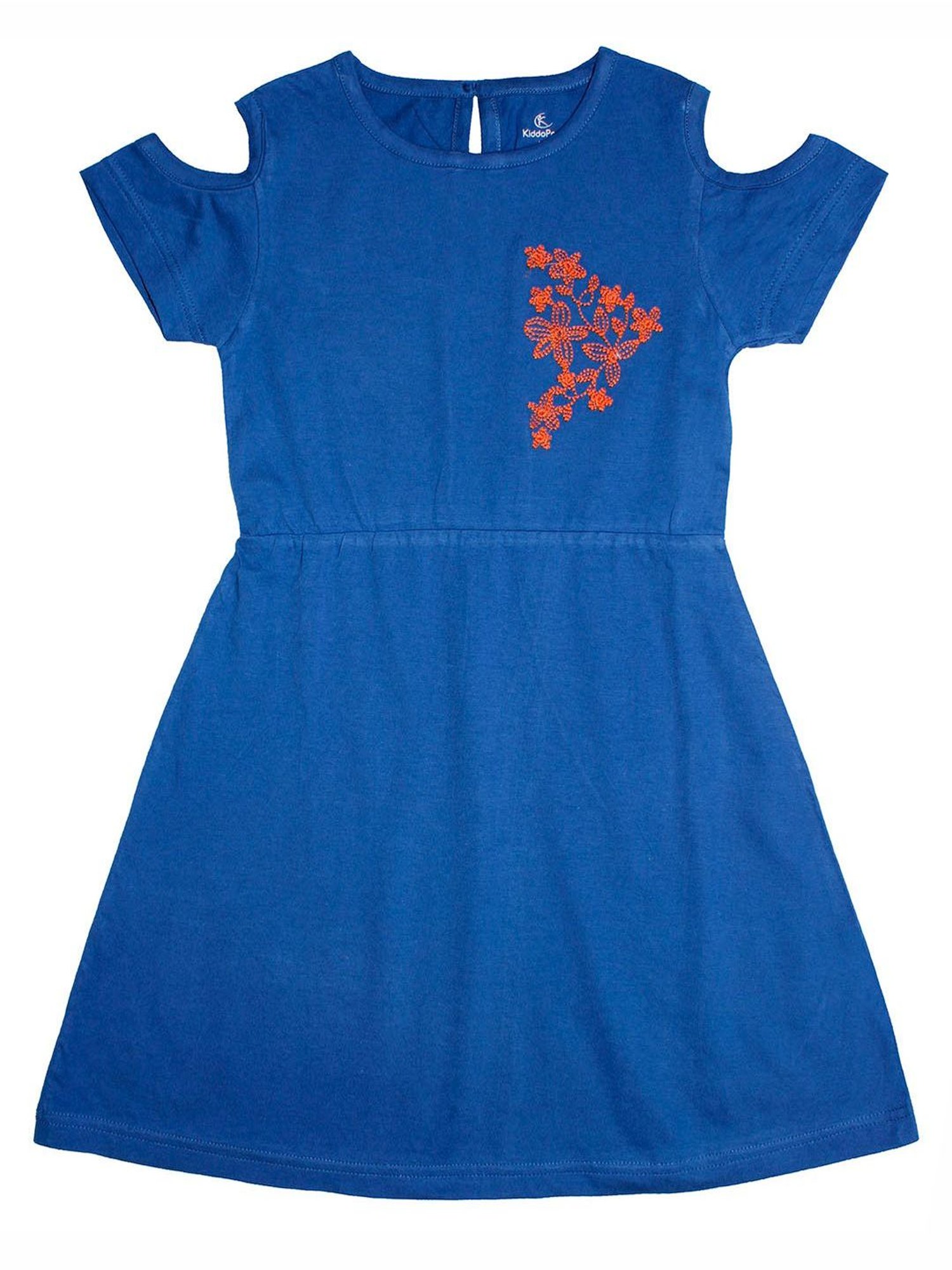 Kiddopanti Kids Blue Embroidered Dress