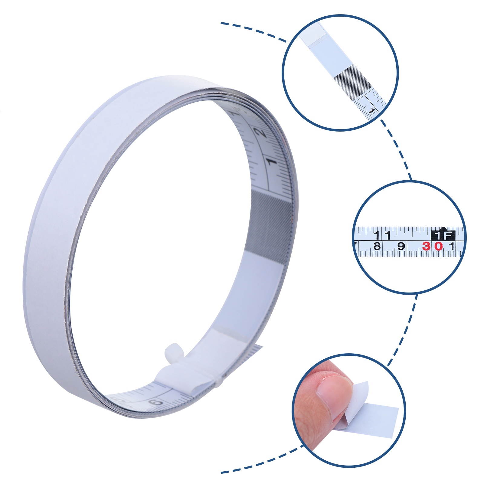 1 Set Inch Wear-Resistan Self Adhesive Durable  Rust-Proof Ruler  Meter  Metric  Measure Tape for Workroom  Home