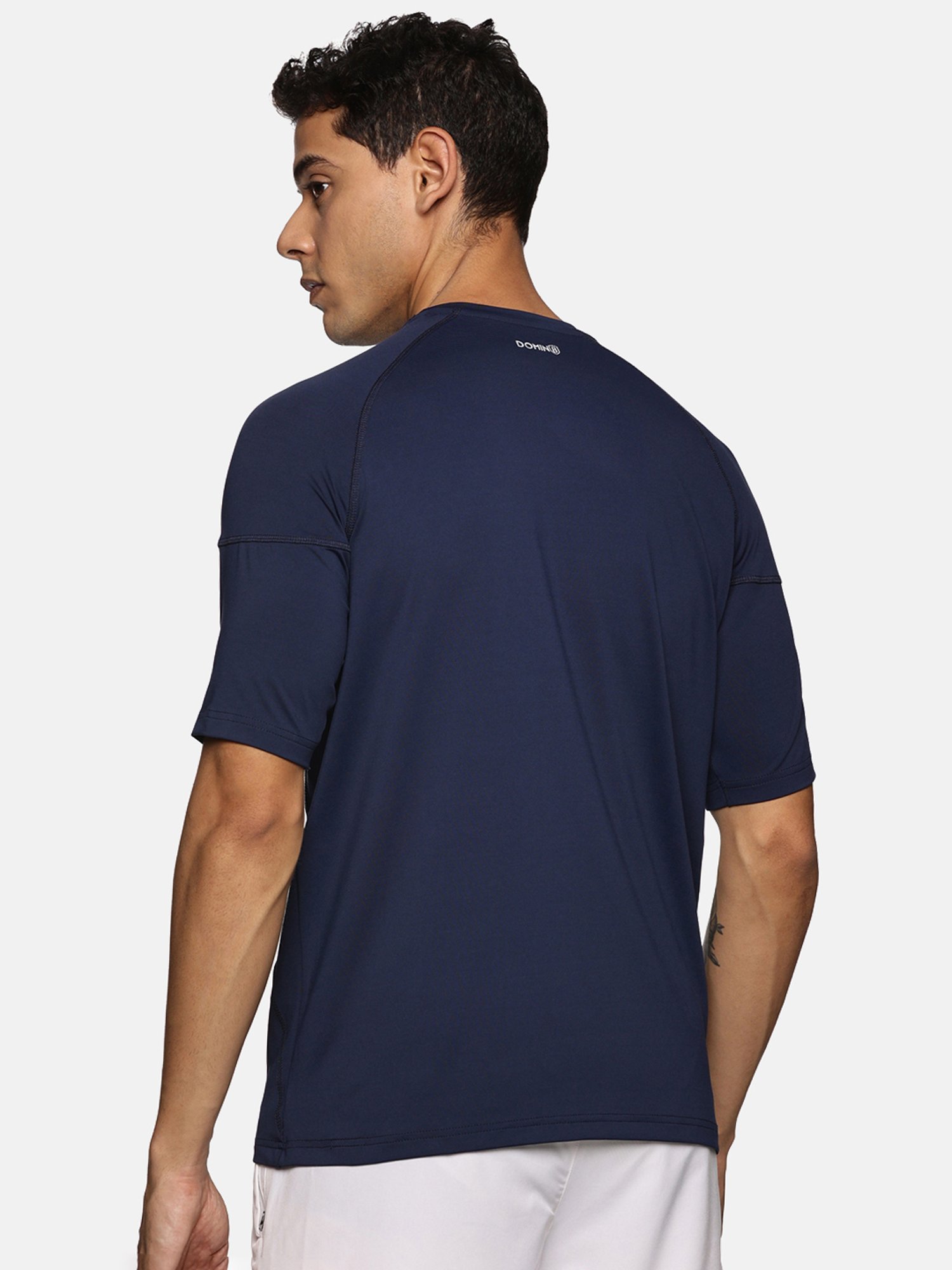 DOMIN8 Men Breathable Quick Dry Regular Fit Sports T-Shirt (Navy Blue)