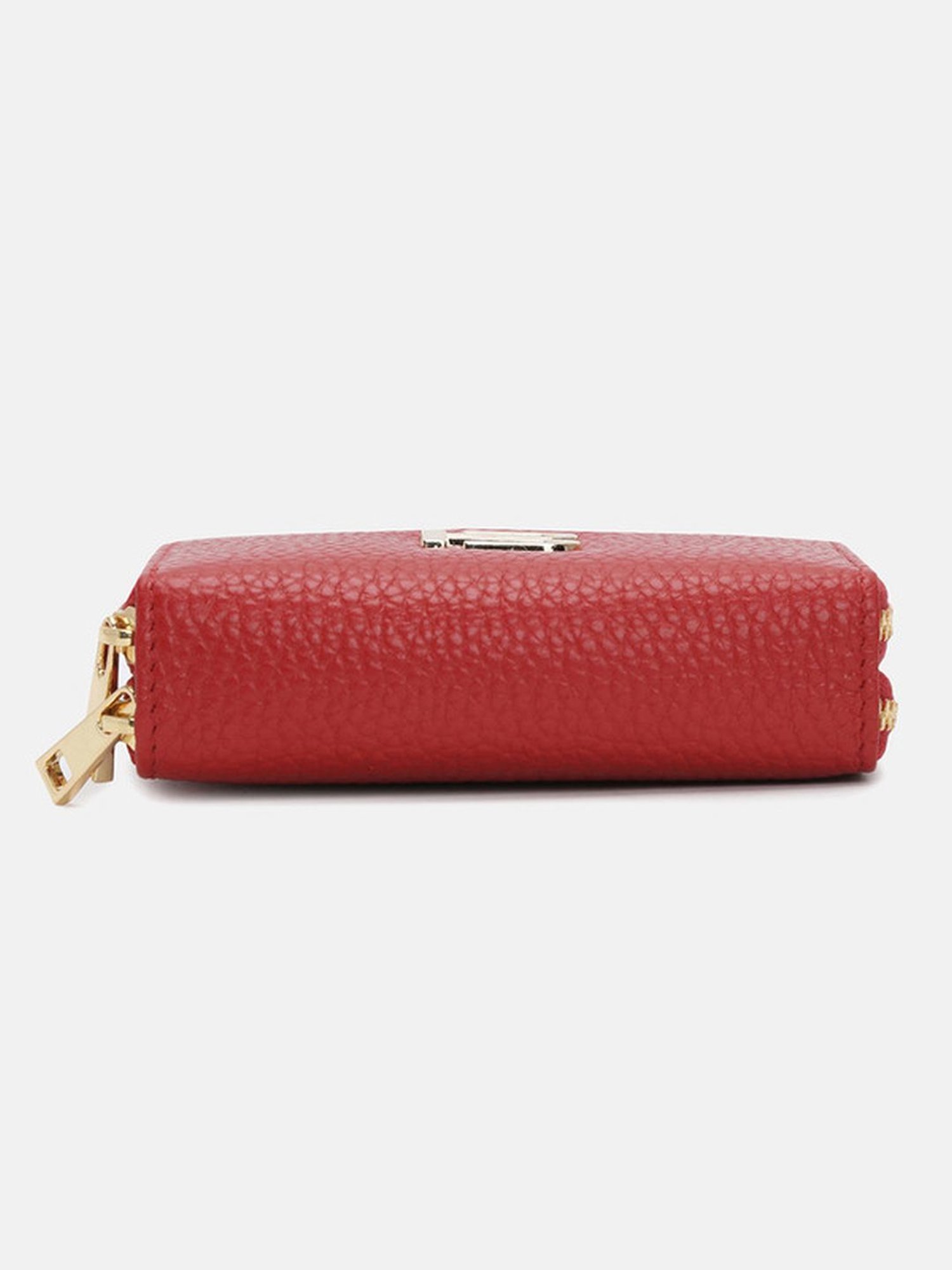 BAGATT Light Red Leather Solid Zip Around Wallet