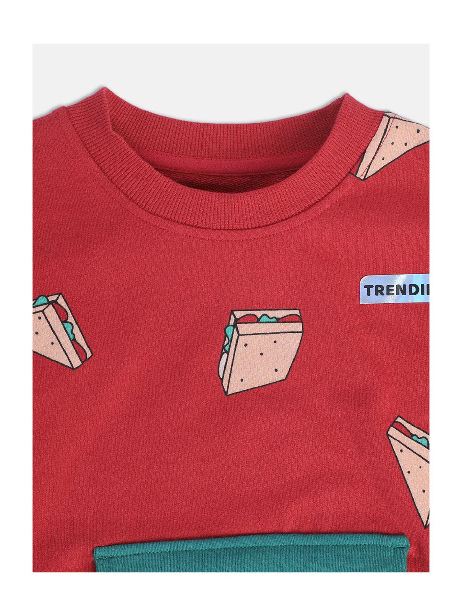 MINIKLUB Kids Red Printed Full Sleeves Sweater