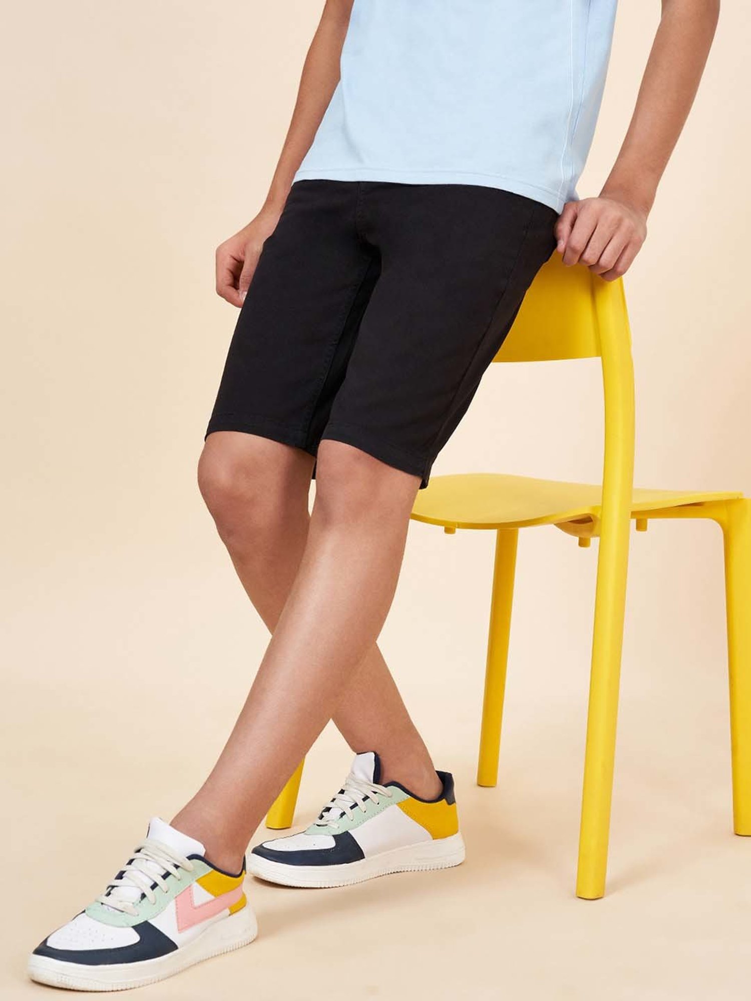 Coolsters by Pantaloons Kids Jet Black Cotton Regular Fit Shorts