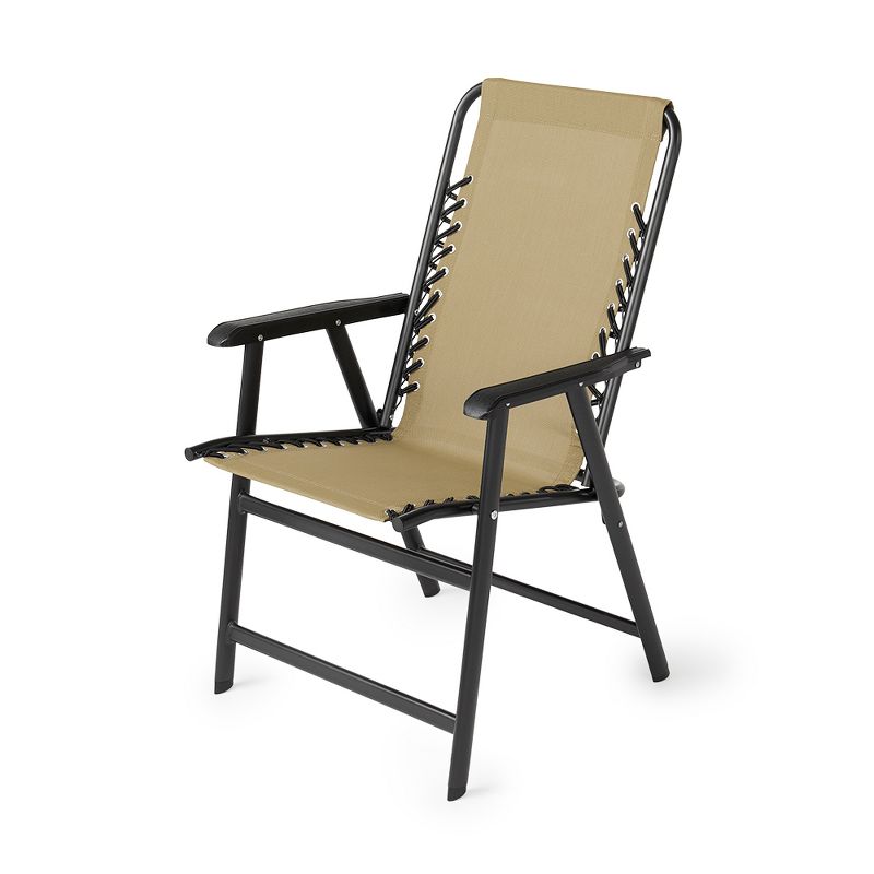 Caravan Canopy Infinity Suspension Steel Frame Folding Chair, Beige (2 Pack)