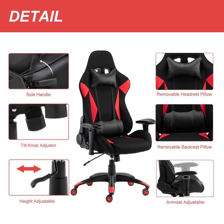 SMUGDESK Gaming Chair Racing Computer Desk Office Chair High Back Game Chair Seat Height Armrest Adjustable Swivel Ergonomic Task Chair with Headrest and Lumbar Support,Grey