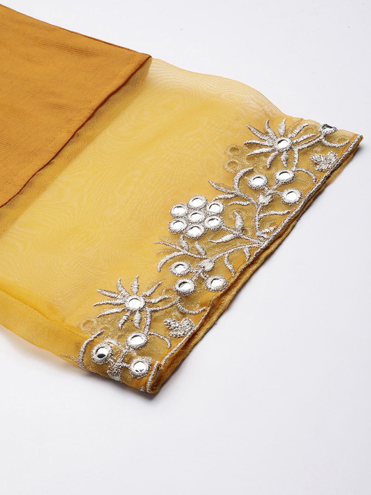 Indo Era Mustard Embroidered Kurta Pant Set With Dupatta