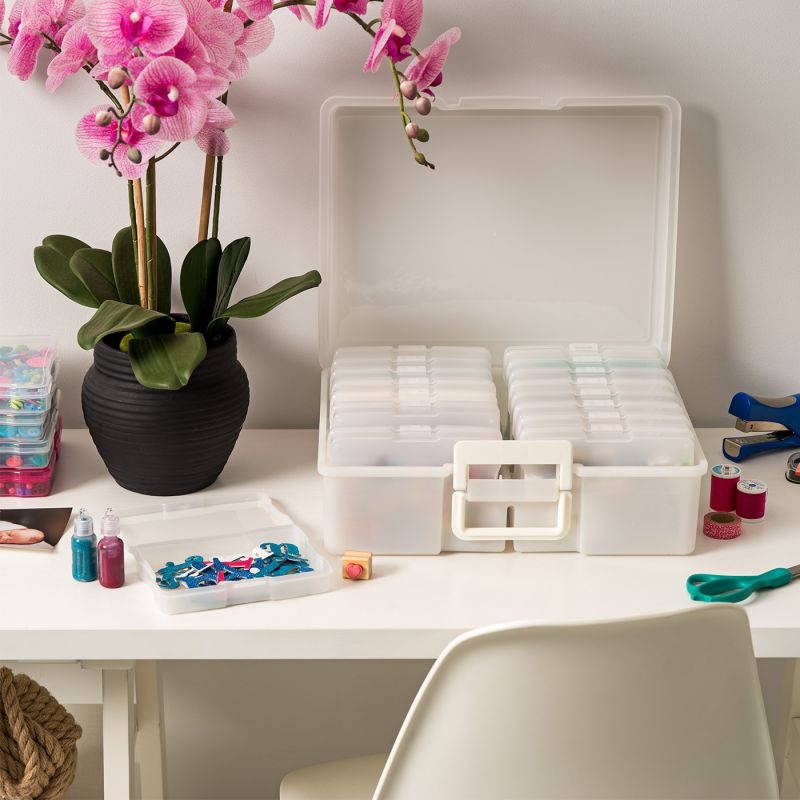 Extra Large 4" x 6" Photo and Embellishment Craft Keeper, 2 Pack, Pearl