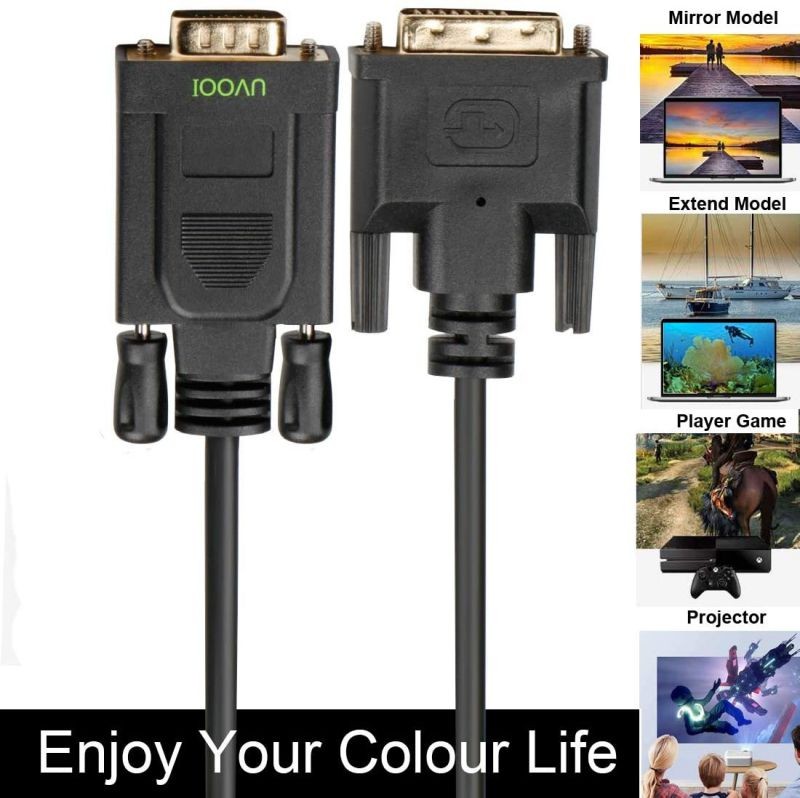 DVI to VGA Cable Adapter 6ft Male DVI-D (24+1) to VGA Male Video Cord Wire for Docking Station Computer Monitor HDTV Porjector