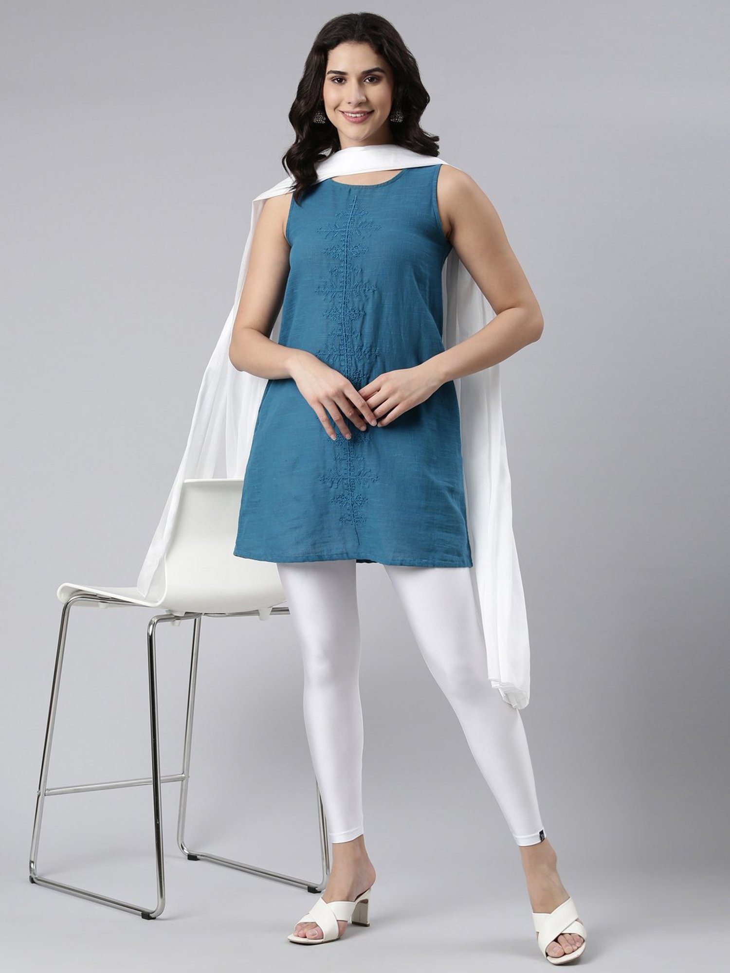 TWIN BIRDS White & Pink Plain Dupatta - Pack Of 2