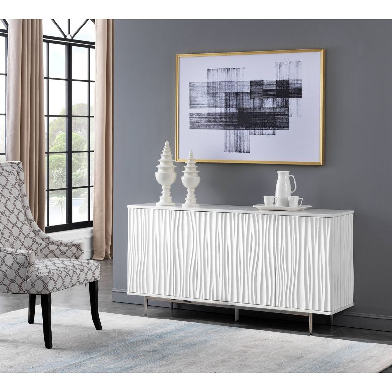 Chaska Classic Contemporary 4 Door Media Credenza White - Treasure Trove Accents