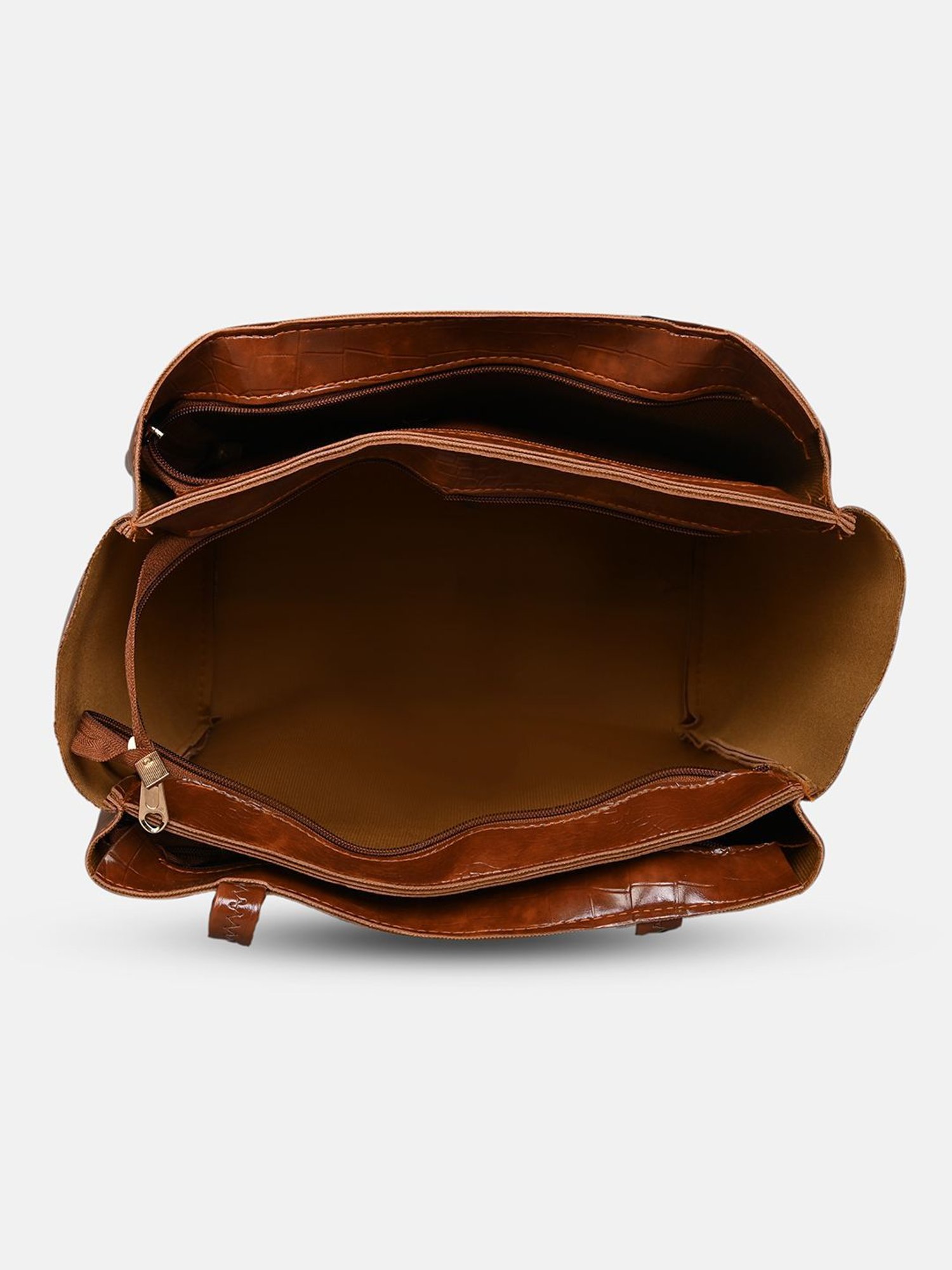 Gaurapakhi Brown Textured Large Tote Bag