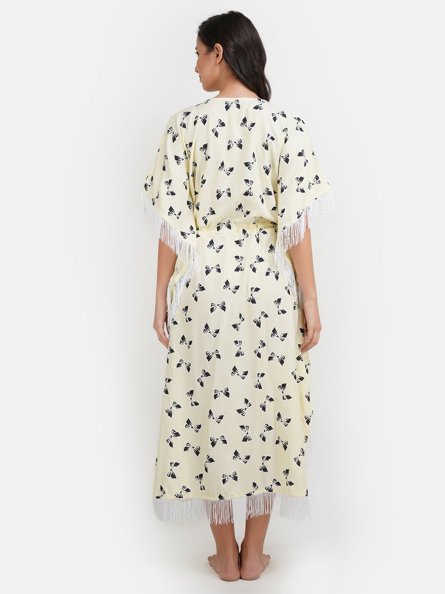 KOI SLEEPWEAR Light Yellow Printed Kaftan Nighty