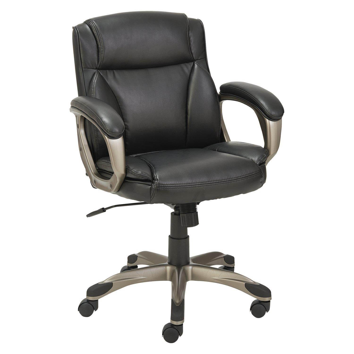 Alera Veon Series Low-Back Leather Task Chair W/coil Spring Cushioning, Black