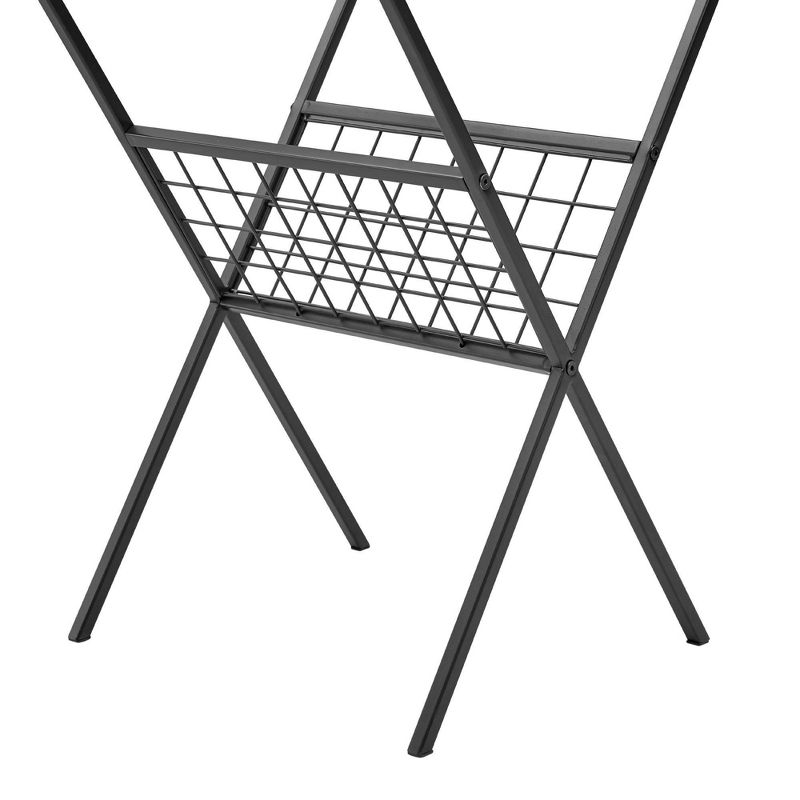 Modern Metal & Glass Side Table with Magazine Holder Black - Saracina Home