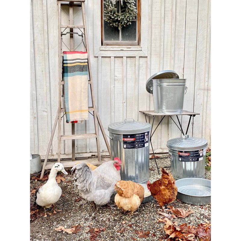 Behrens 10gal Embossed "Feed & Seed" Galvanized Steel Locking Lid Storage Can Silver