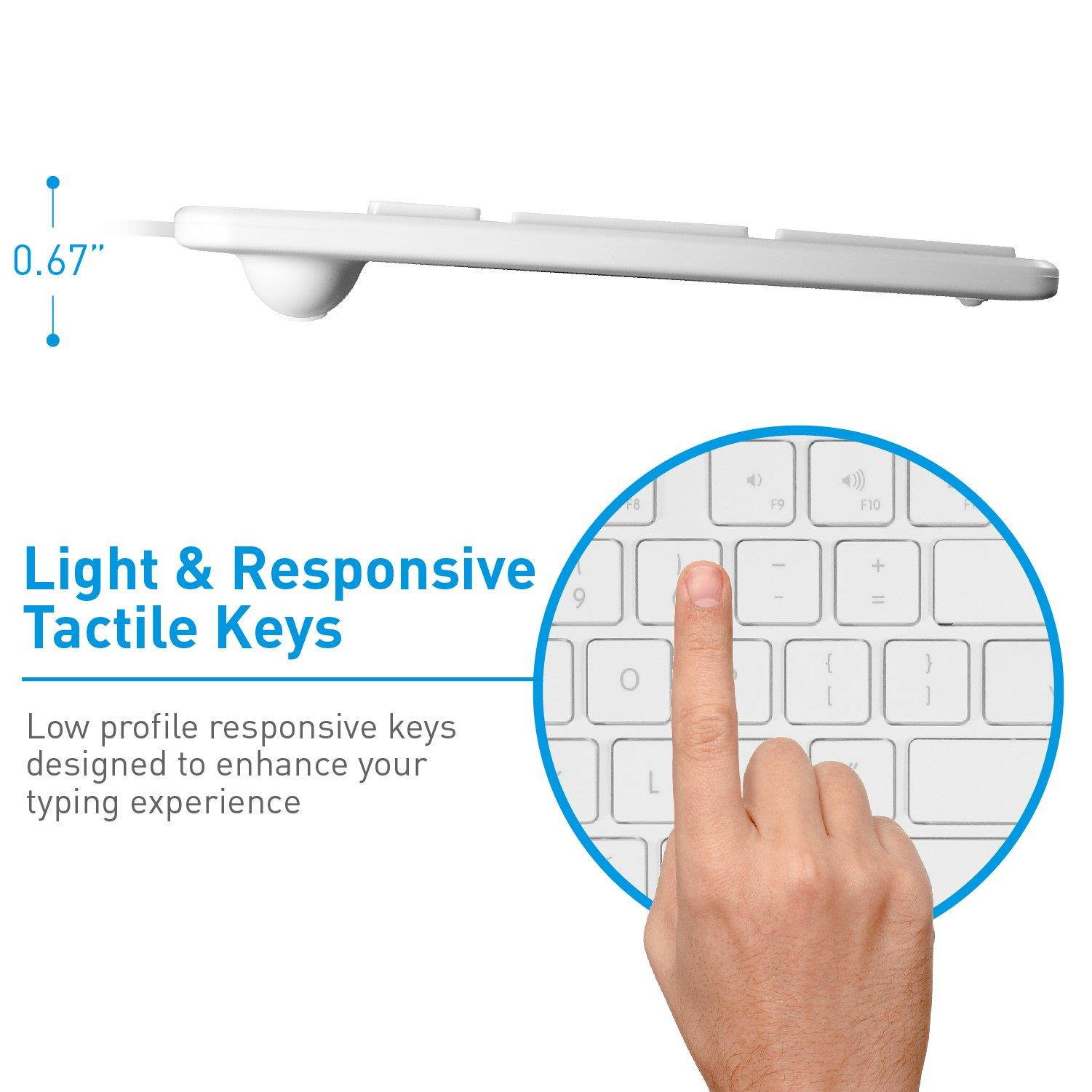 Macally Ultra-Slim USB Wired Keyboard for Apple Mac Pro, MacBook Pro/Air, iMac, Mac Mini, Laptop, Windows PC (SLIMKEYPRO)