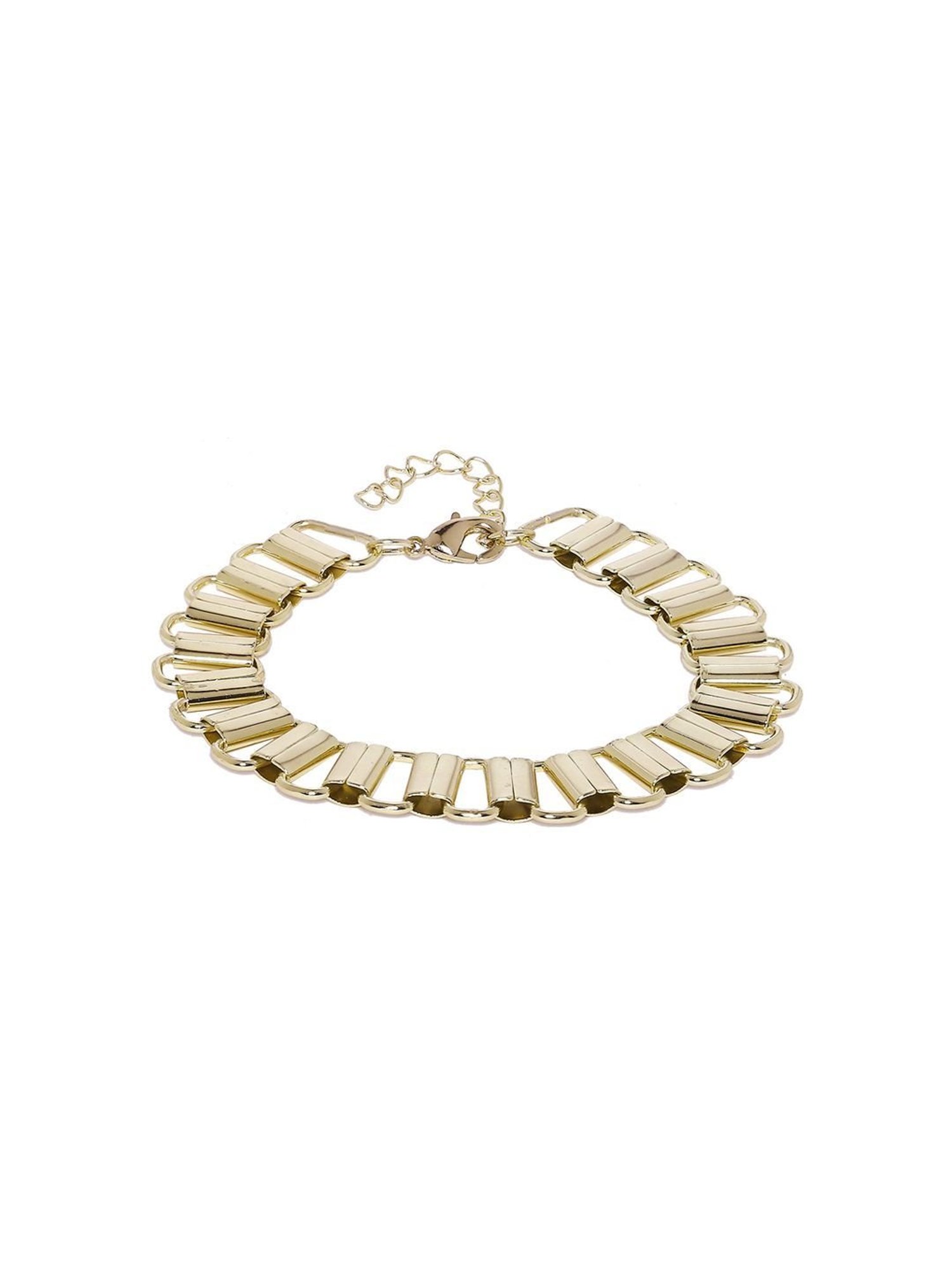 OOMPH Golden Tone Broad Stylish Latest Link Chain Fashion Bracelet for Women