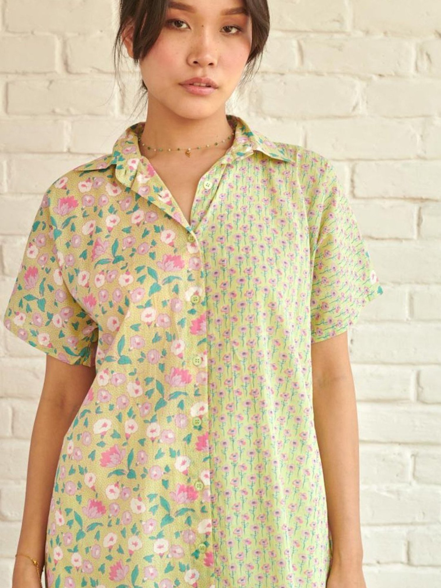 Prakriti Jaipur Green Lily Oversized Shirt
