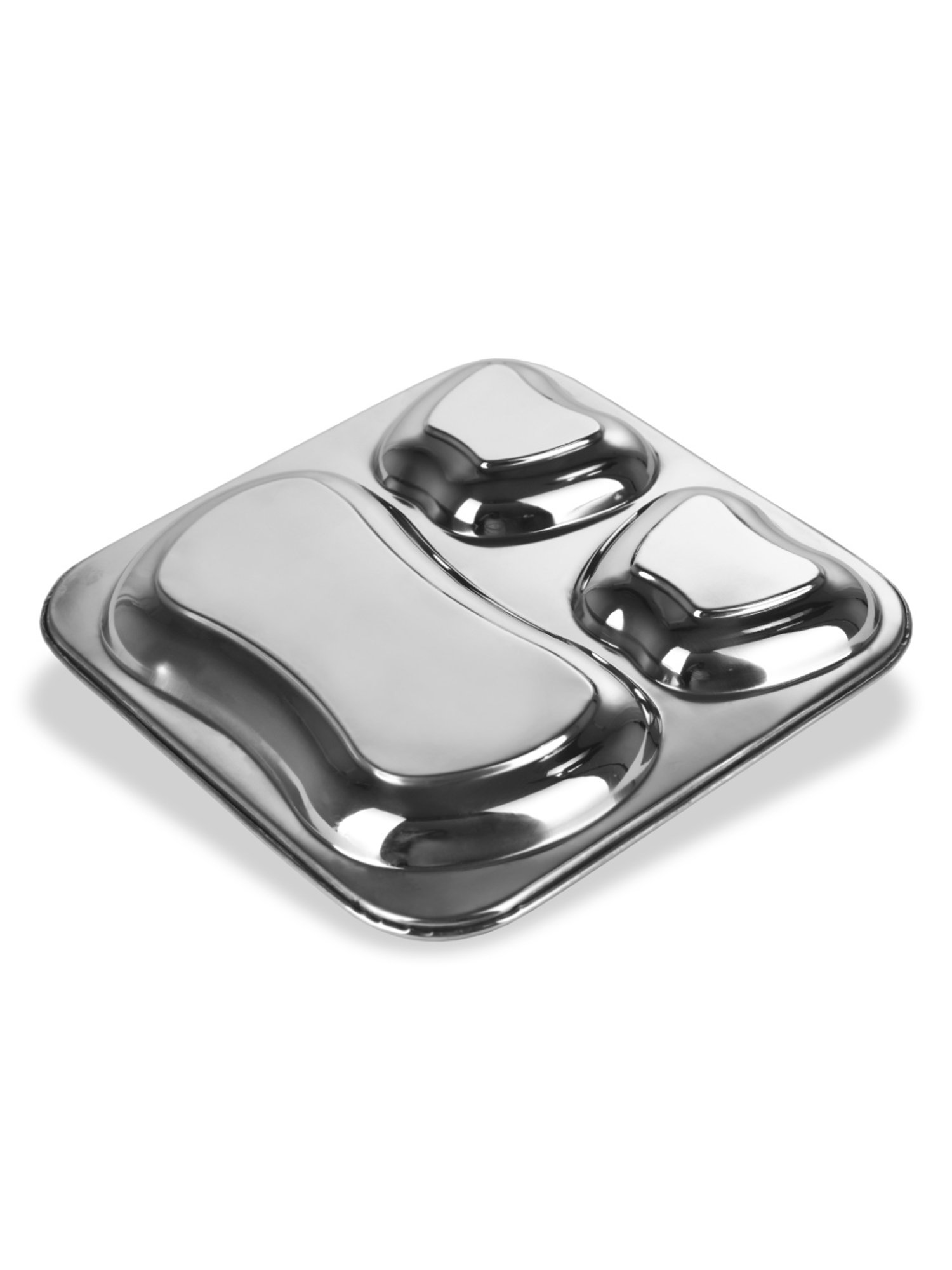 Sumeet Stainless Steel 3 in 1  Pav Bhaji Plate / Compartment Plate 21.5cm Dia
