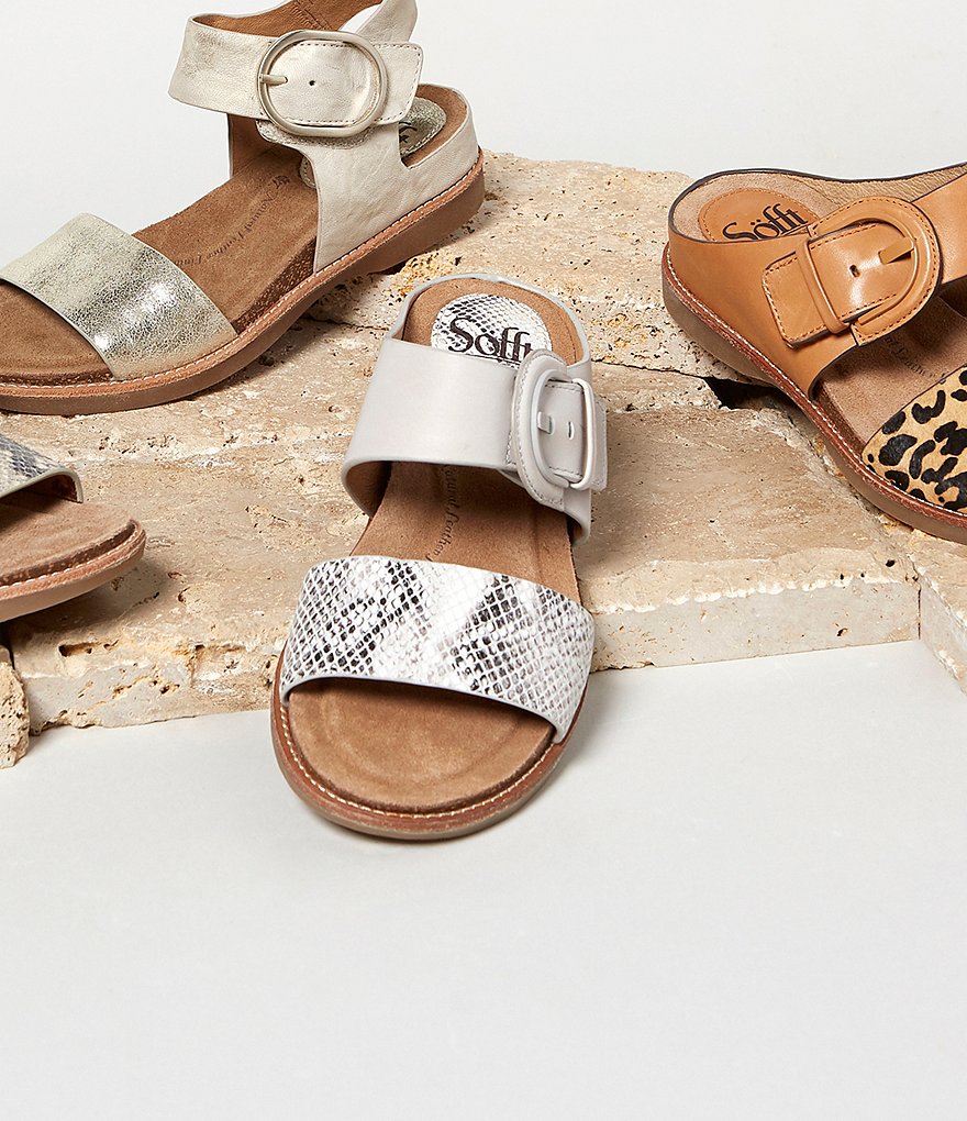 Sofft Braye Leather Snake Print Comfort Footbed Slides