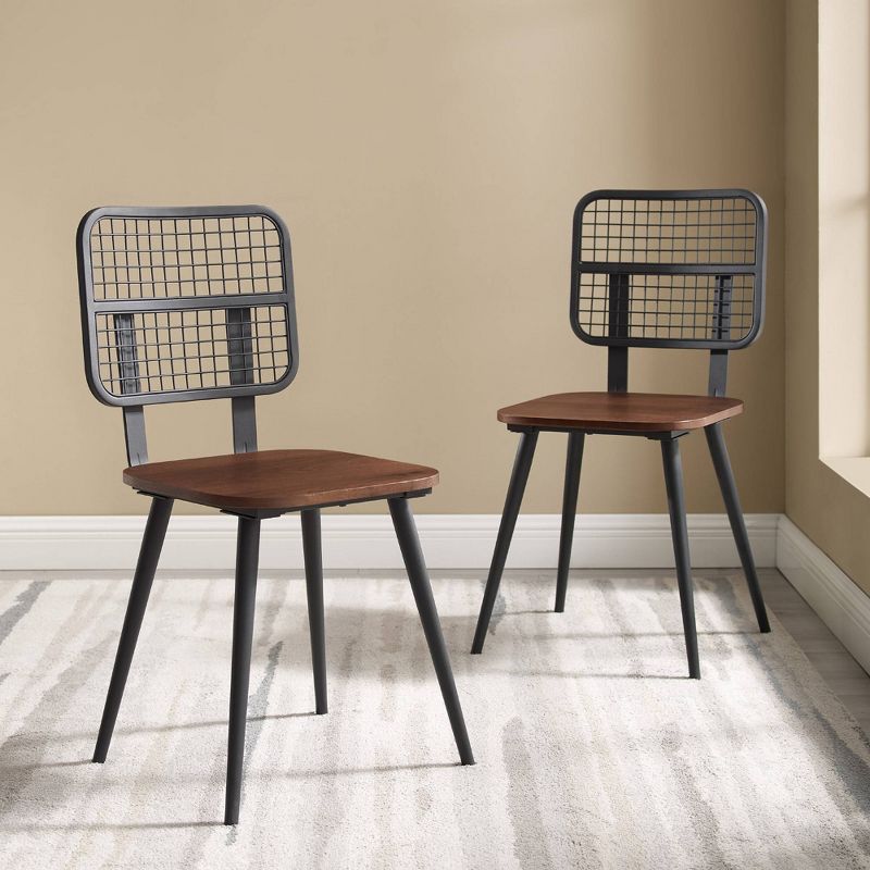 Agi Mid-Century Dining Chair in Walnut Wood and Beige Fabric - Armen Living