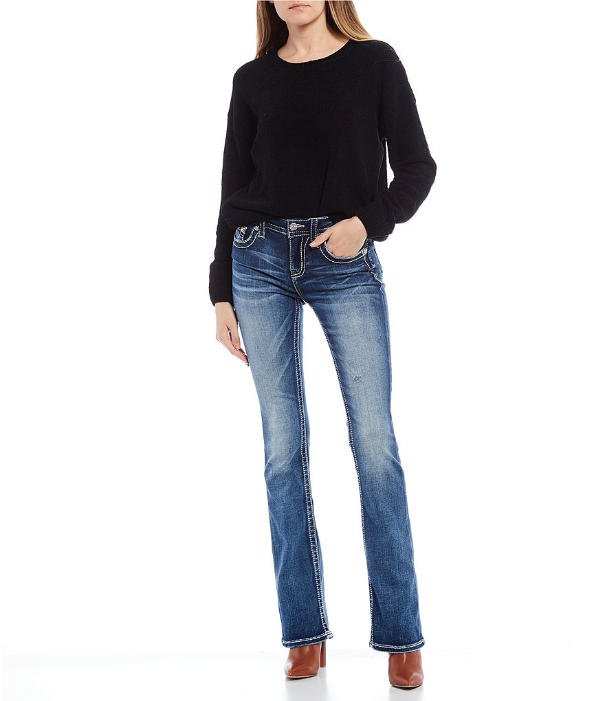 Miss Me Embroidered Saddle Pocket Bootcut Jeans