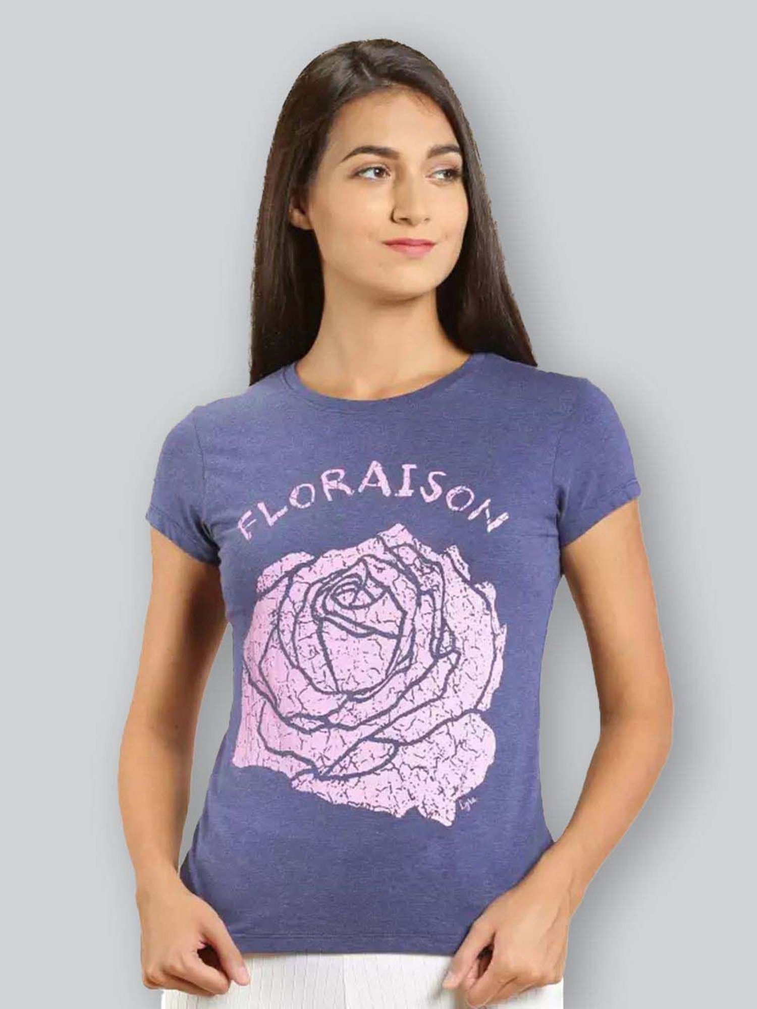 Lyra Purple Cotton Printed T-Shirt