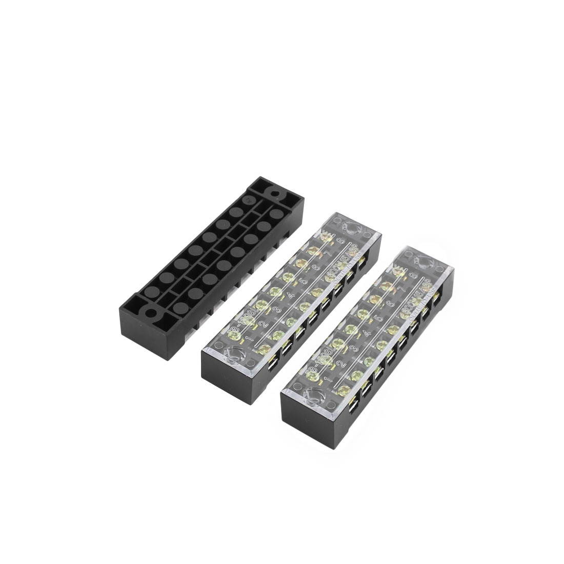 3Pcs TB-1508 600V 15A 8P Dual Rows 8 Position Wire Terminal Block Connector