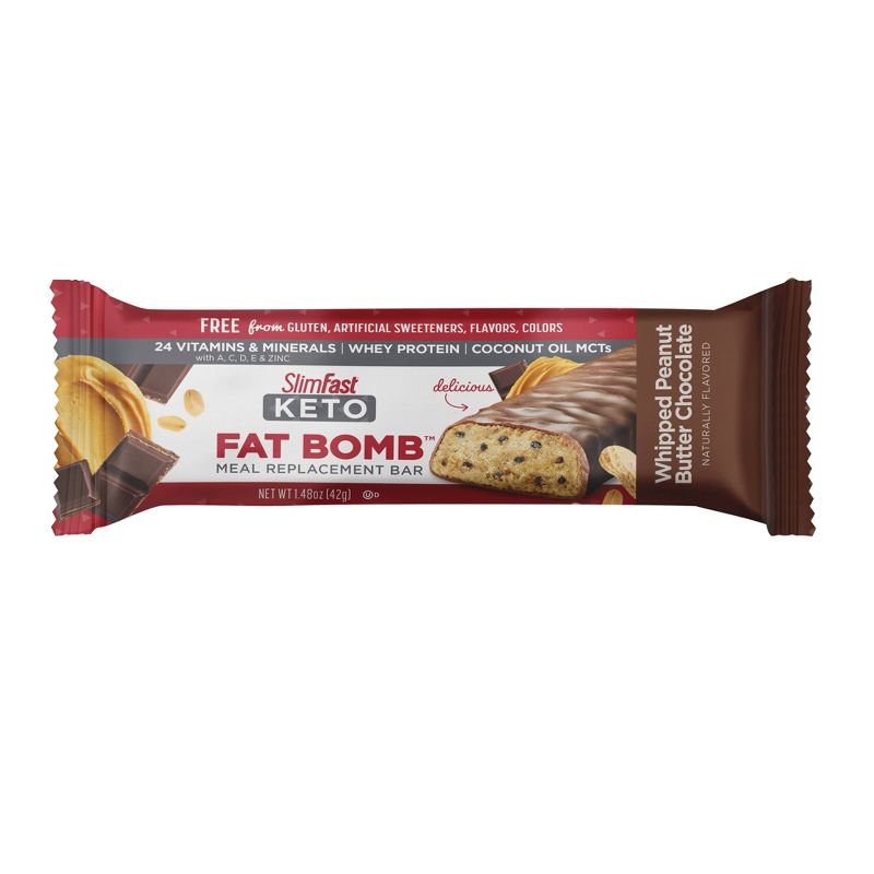 SlimFast Keto Fat Bomb Meal Replacement Bar - Whipped Peanut Butter Chocolate - 5ct